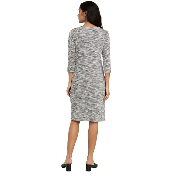 LUSH Women's Gray Marled 3/4 Sleeve Twist Knot Knitted Midi Dress — Size L - Picture 2 of 9